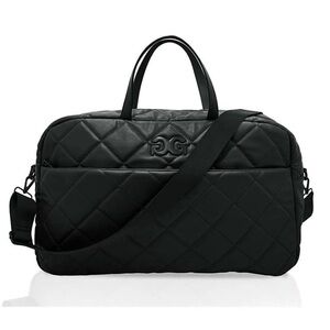 NWT Gilda Paris Black Quilted Vegan Leather Weekender Travel Luggage Bag